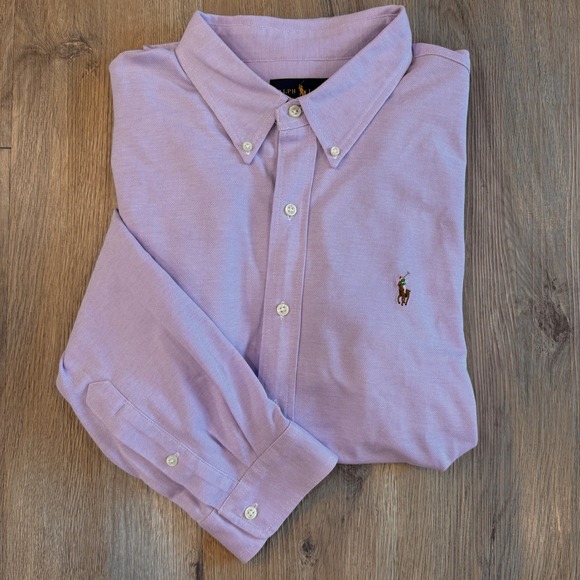 Ralph Lauren Other - Ralph Lauren Knit Oxford Long Sleeve Button Down Shirt Lavender XXL Flesh Pony